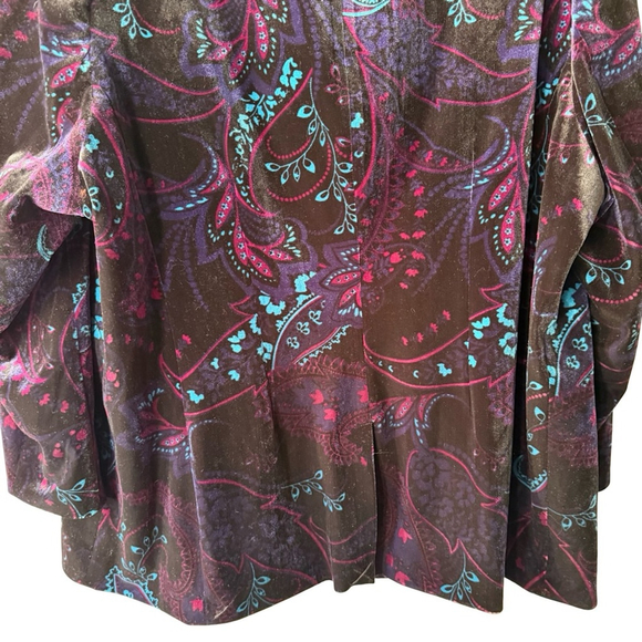 Michel Studio Black and Blue Paisley Velvet Blazer Size 26 Holiday Party Evening - Picture 11 of 12